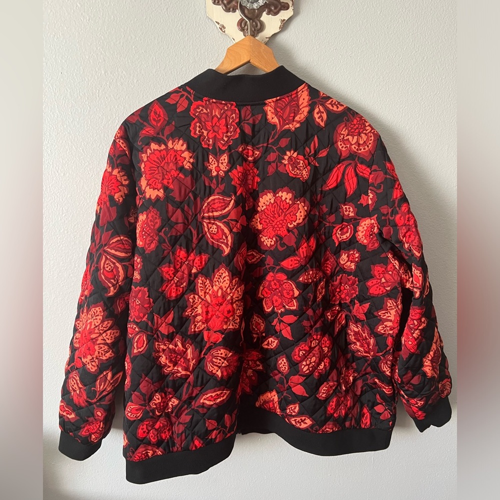 NWOT J Jason Wu Floral Quilted Woven Bomber Jacket Size 3X Red Black NEW - Picture 5 of 9